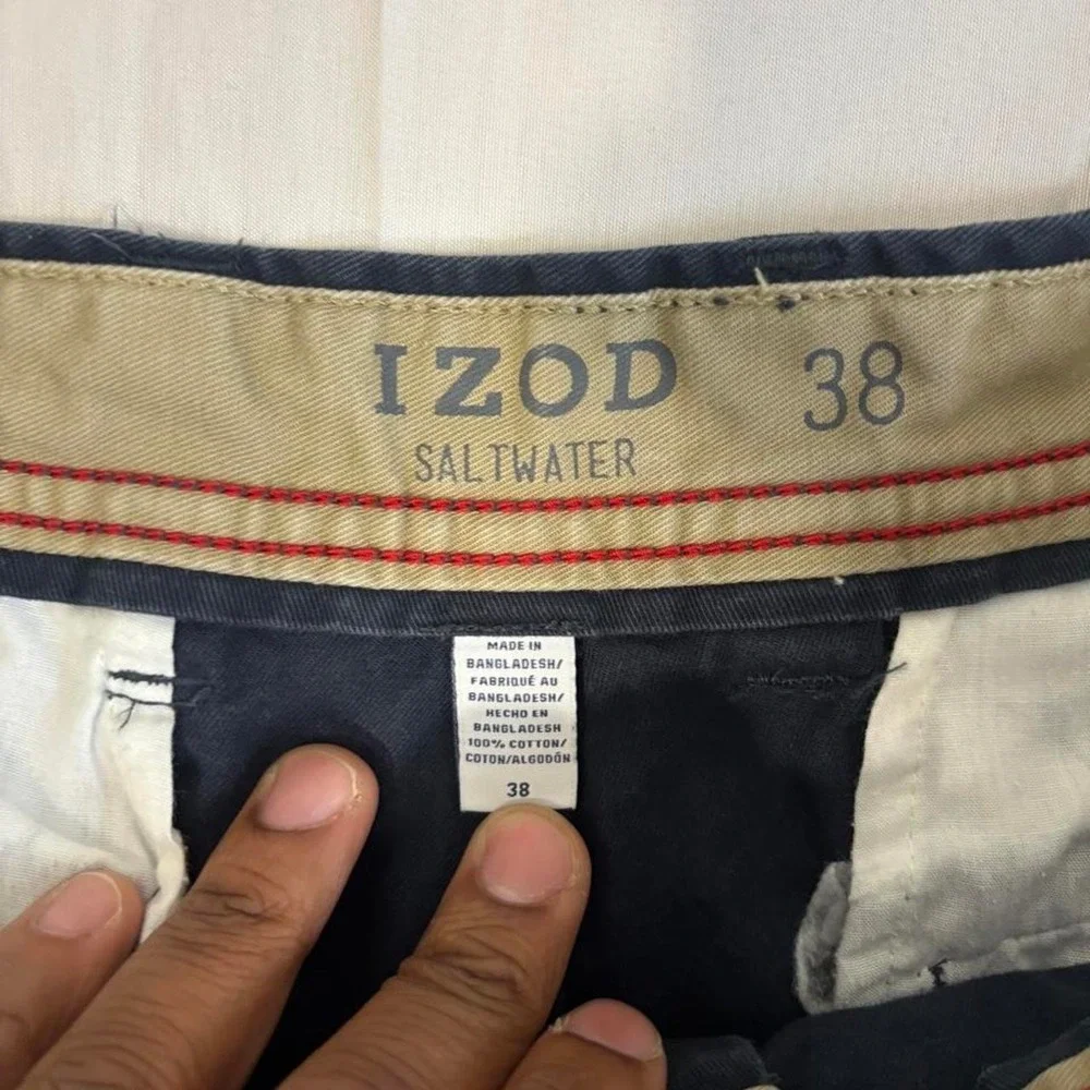 Vintage Izod Saltwater navy blue baggy cotton shorts